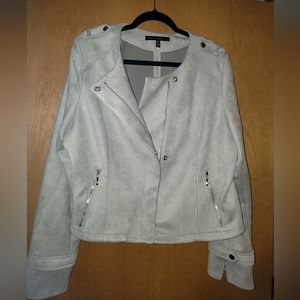 White House Black Market Moto Jacket grey ultrasuede Size XL